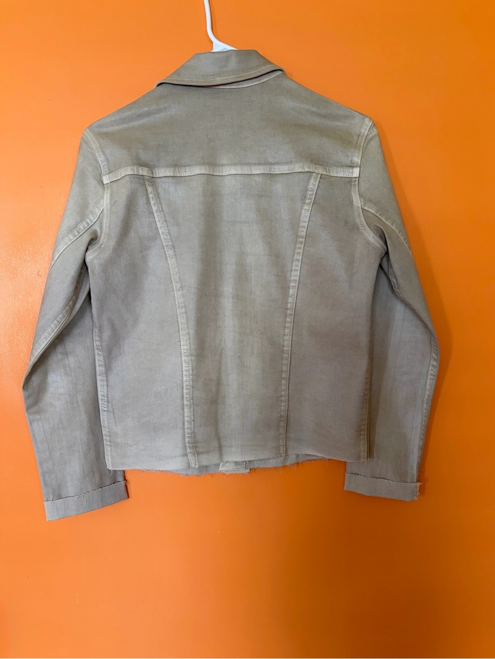 L'AGENCE Beige Cropped Denim Jacket - Picture 8 of 10
